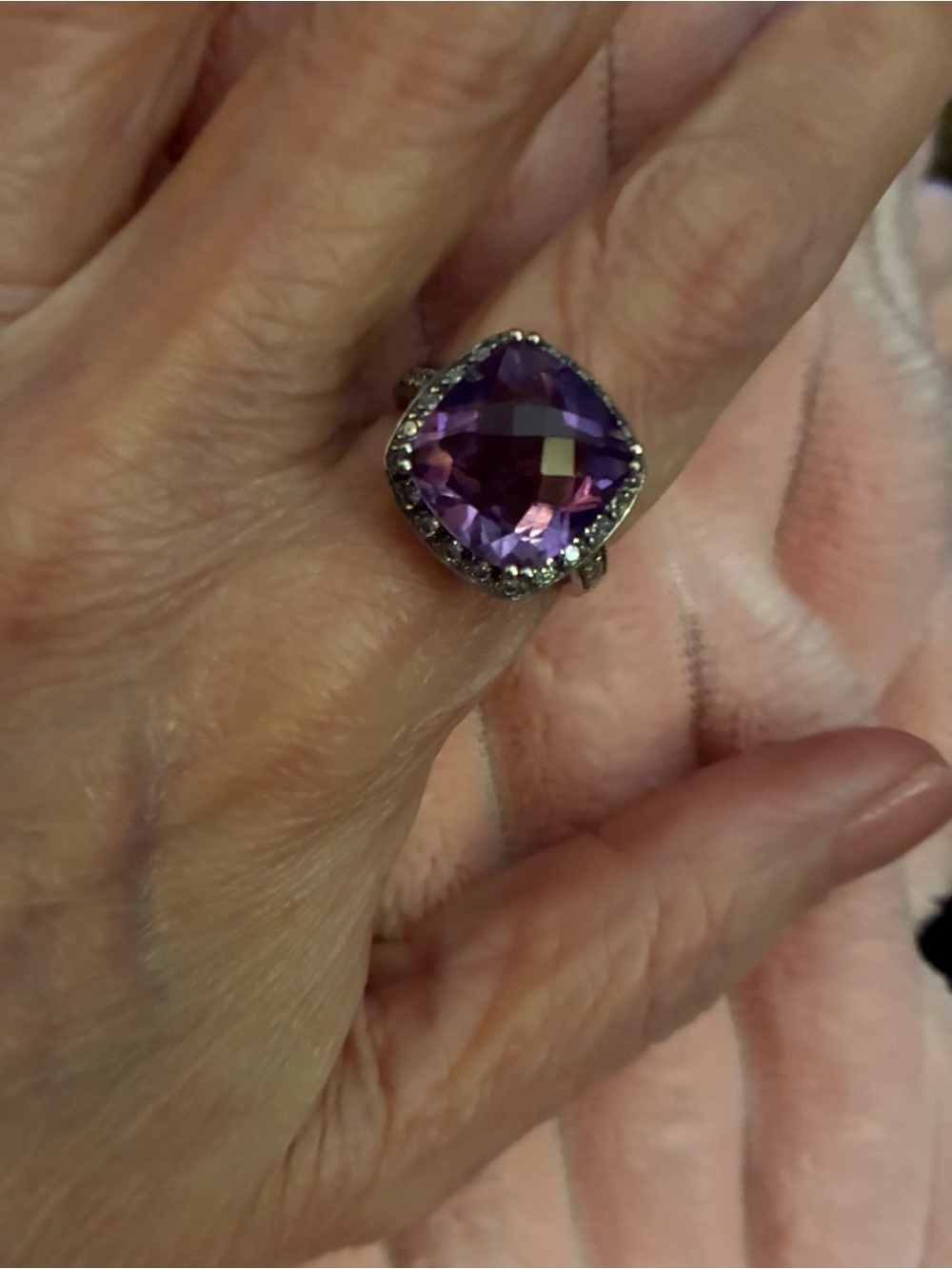 Purple Cushion-Cut Gemstone Ring - Women Jewelry
